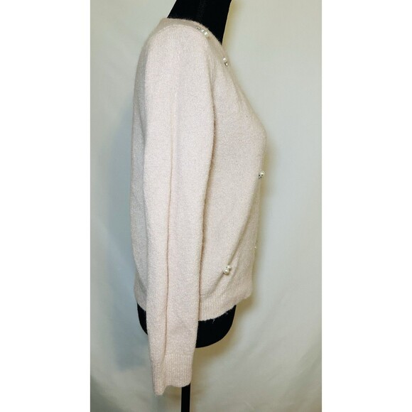 Who What Wear Wool Blend Light Pink Embellished Pearls Jeweled Sweater MEDIUM - Picture 4 of 12